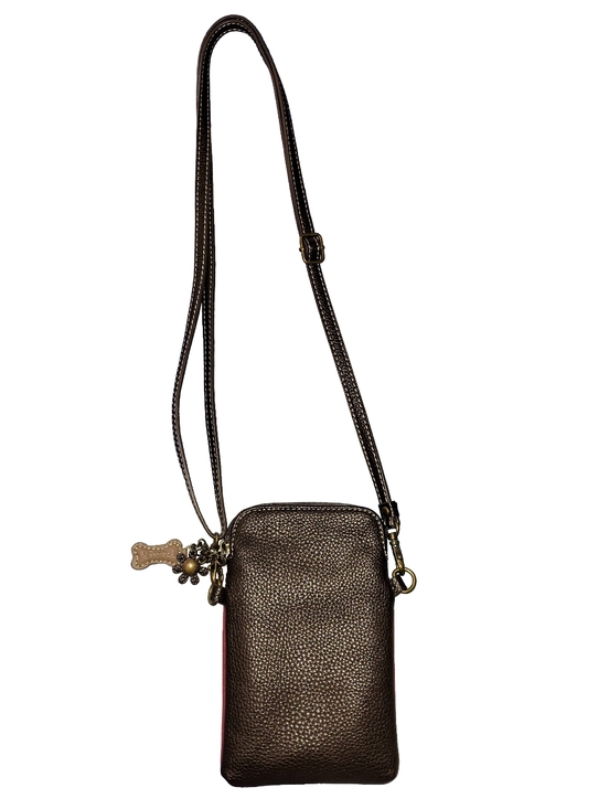 Chala Paw Print Cell Phone Crossbody Bag Maroon/Burgundy - EUC - Picture 4 of 11